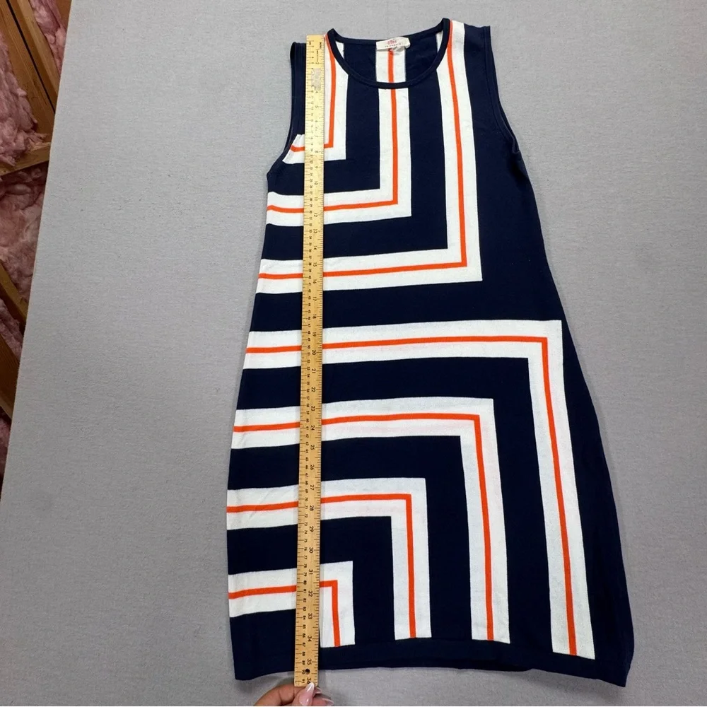 Trina Turk‎ Women Dress Shift Navy Blue Geometric Stripe Medium